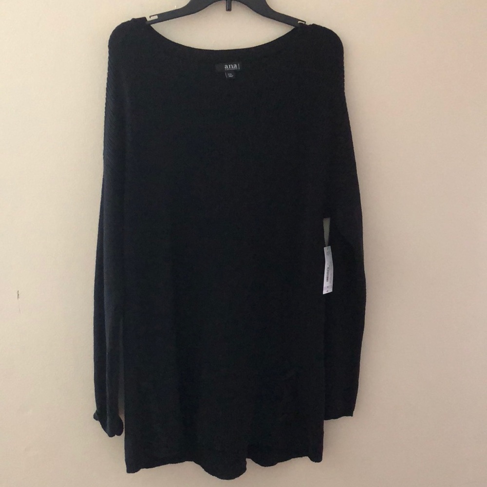 a.n.a Petite  Elliptical Hem Crew Neck Sweater - Picture 2 of 5